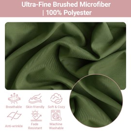 FMLIUY Set of 2 Microfiber Ruffle Pillow Cases Standard Size Olive Green