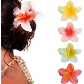 Flower Hair Clips Large Plumeria Clips Hibiscus Hair Clips, 4Pcs Hawaiian Flower Hair Claw Clips,Non Slip Flower Claw Clips,Flower Claw Clips Plumeria Flower Hair Claw Clips,Cute Flower Hair Clips