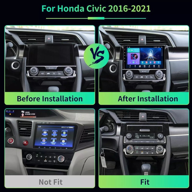 Apple Carplay For Honda Civic 2016-2021 Android 12 Car Stereo