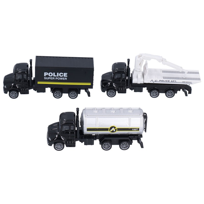 3pcs 1:50 Truck Model Toy Set Pull Back Recovery Tanker