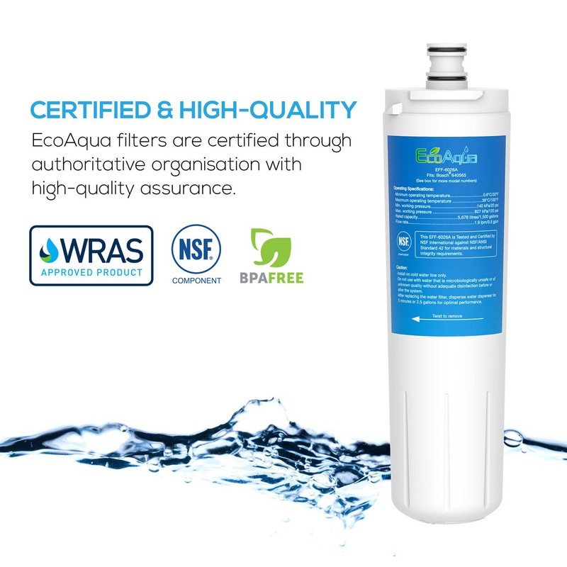 EcoAqua EFF-6026A Fridge Water Filter Compatible with Damixa Aquaflow AF517