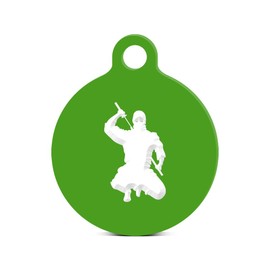 fagraphix Ninja Round Keychain with Tab Engraved Green