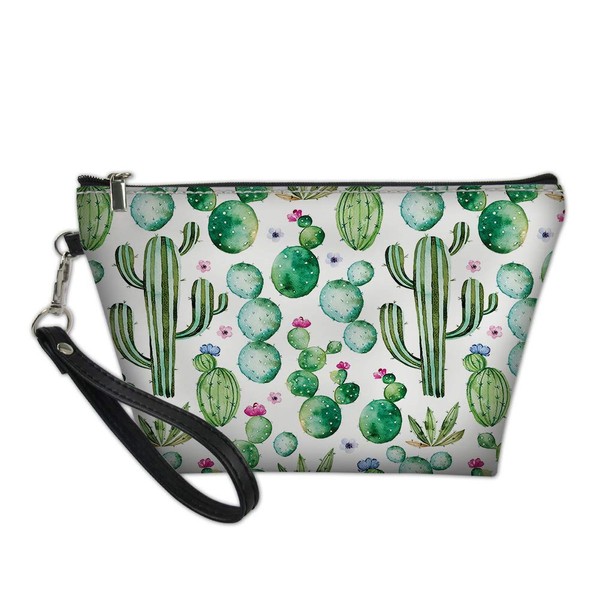 HUGS IDEA Women PU Leather Animal Print Cosmetic Bag, Cactus, Cosmetic bag
