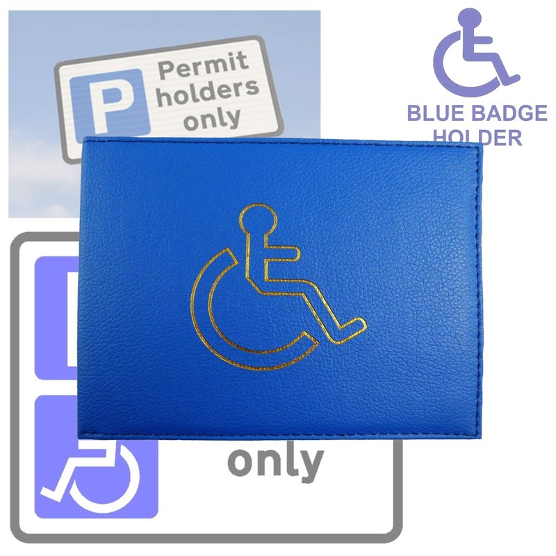 AKH® PU Leather Disabled Badge Holder Wallet - Blue Badge