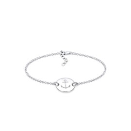 Elli Women's Bracelet Anchor Plate Maritime 925 Sterling Silver, Facet cut, No Gemstone