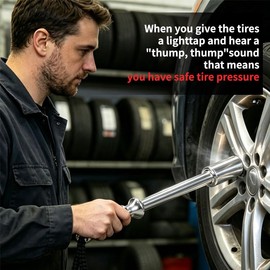 6061 Aircraft-Grade Aluminum Tire Thumper for Semi Trucks – 16 Inch1.68 lb Solid Tire Checker Bar with Hanging Hook & Detachable Wrist Strap, Heavy Duty Tire Inspection Tool for CDL Drivers & RV (1)