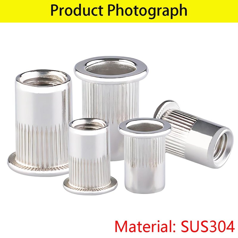 Qrity 20 PCS Rivet Nut, Stainless Steel Flat Head Threaded