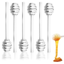 6 Pcs 6 Inch Glass Honey Dipper Sticks Clear Honey Spoon Dipper Honey Stirring Stick Wand for Honey Jar Dispense Pot Containers Home Kitchen