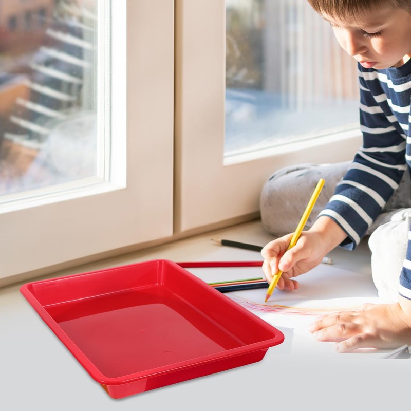 Operitacx 4pcs Plastic Trays for Classroom, Small Rectangular Organizing Art
