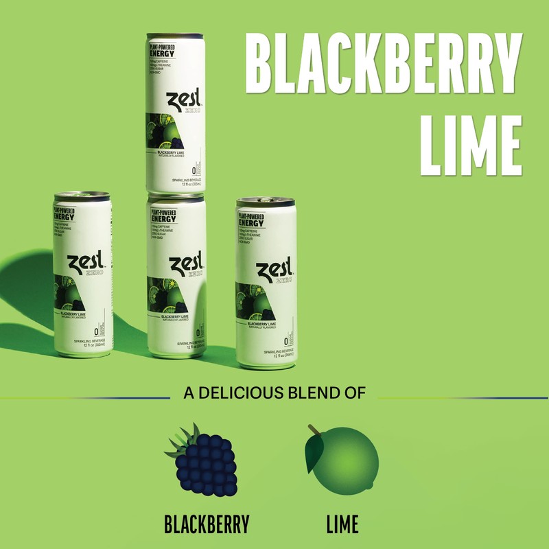 Zest Plant Powered Natural Energy Sparkling Drink - Blackberry Lime