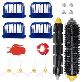 UEBSDVA Adecuado para piezas de Roomba repuestos 600 610 620 650 671675 677 680 692 585 Juego de Repuesto, Incluir Cepille 4 Piezas en, 4 Filtros Roomba, 1 Rojo Cuchilla, 1 Rodillo Rojo