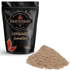 Krautschmaus 120g Leinsamen gemahlen von Krautschmaus, gemahlene Leinsaat, Leinsamenmehl, gemahlene Flachssamen ohne Zusatzstoffe, reich an Ballaststoffen