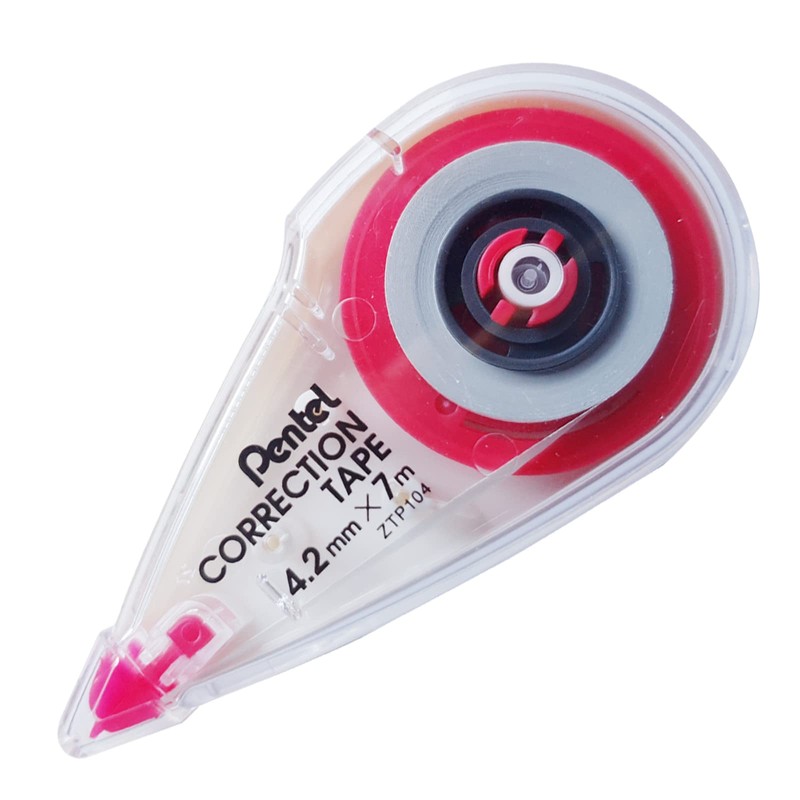 Pentel Cinta Correctora, Compacta, 7 m x 4.2 mm, Blanca,