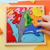 LovesTown 12PCS Wooden Stacking Puzzles, Educational Toys Sea Animal Chunky