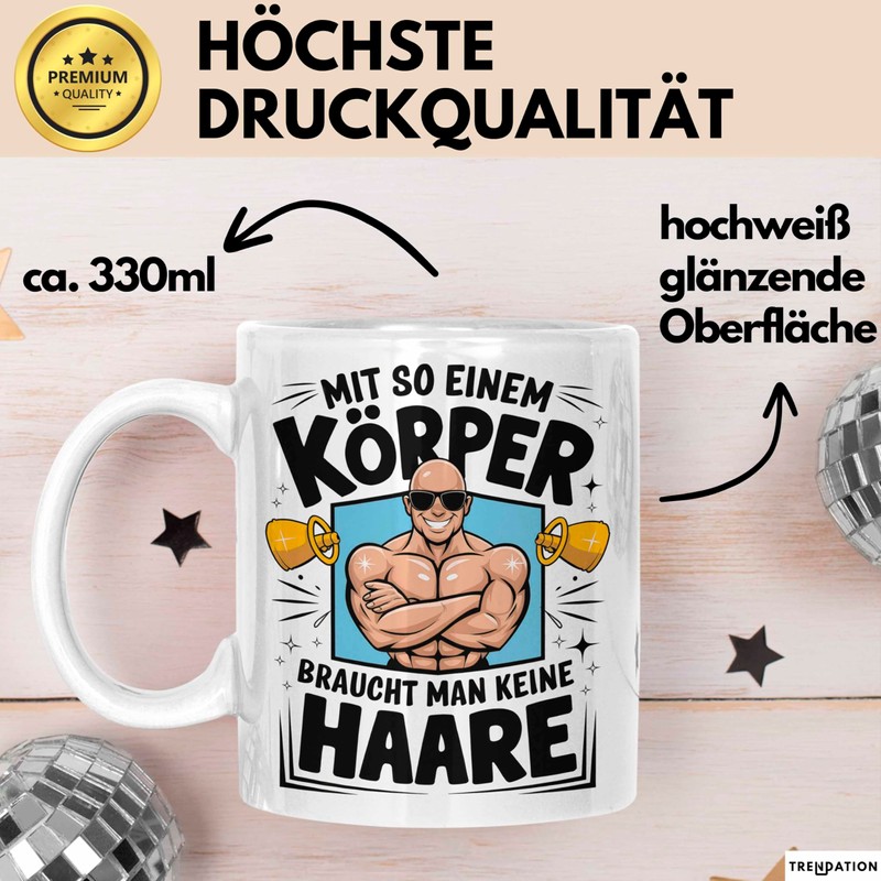 Glatzkopf Männer Tasse Geschenkidee Du Brauchst Keine Haare (Weiß)