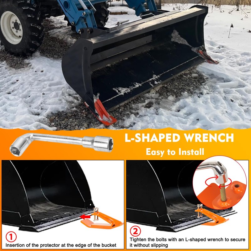 UTVJATV 2PCS Tractor Bucket Protector Skid Edge Anti-Skid Protector with