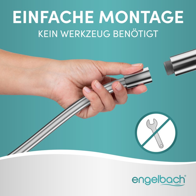 Engelbach® Shower Hose 1.25 m with Double Twist Protection, Plastic