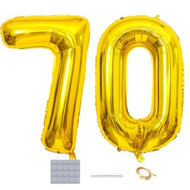 DUXUANT Gold 70 Birthday Decorations - 40 Inch Number Foil Balloons for 70th Birthday Party Decoration Wedding Anniversary Photos Props Supplies
