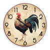 XNM Brown Rooster Wall Clocks Battery Operated 14 Inch Farmhouse