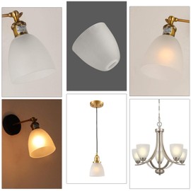 Anmire 3 Pack Frosted Glass Shade, Bell Shaped Light Fixture Replacement Globe or Cover with 1-5/8-Inch Fitter for Chandelier Wall Sconce Pendant Light, G0030