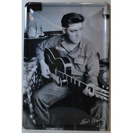 Tin Signs Elvis Presley Guitar U.S Army Known Personalities Celebrities Decorative Sign Metal Sign Retro Door Sign Vintage Entrance Gift for Birthday or Christmas 20 x 30 cm