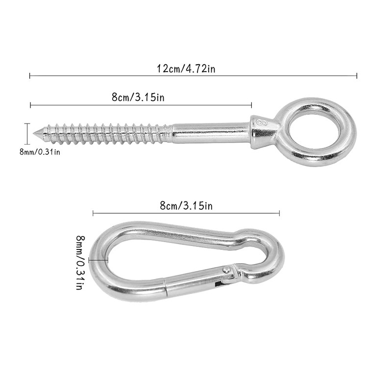 Boerni Hammock Set, 3 Eye Shaped Screws with 3 Carabiner
