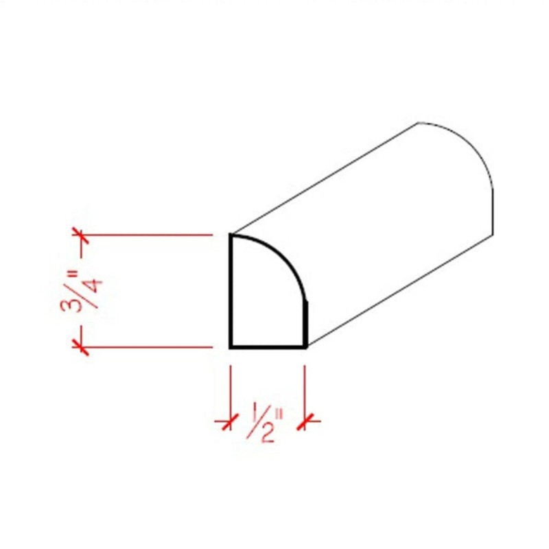 EWBS11 Baseboard Shoe 3/4" Tall x 1/2" Quarter Round. Unfinished,
