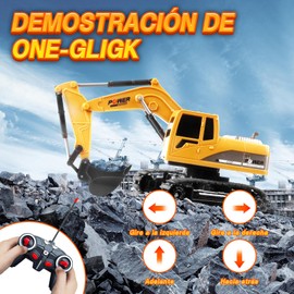 Excavadora de Juguete de Construcción - Juguete para Niños Ingeniería Camión Excavador, Control Remoto Coche Hidráulico Recargable para 6 7 8 9 Años Niños Niñas