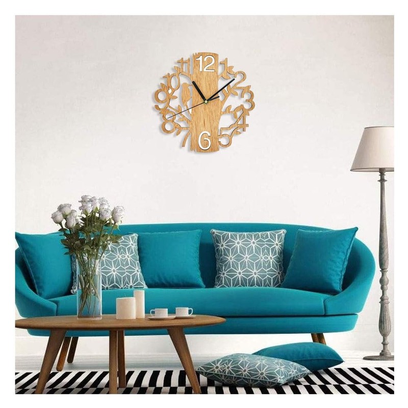 Wall Clock Wooden Simple Stylish Cute Roman Style Silent Continuous