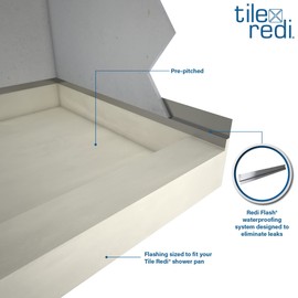 Tile Redi USA TRZF4266-BI Shower Flashing, Fits 42 D x 66 W Pans, Silver