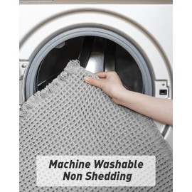 Rvolst Bath Mat Rug for Bathroom Waffle Woven Bathroom Mat Super Absorbent Machine Washable Non Slip Farmhouse Boho Bathroom Rug 43x61cm Grey