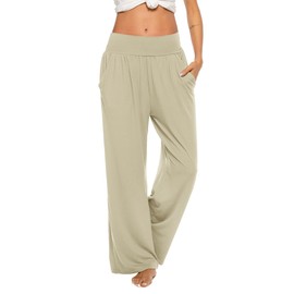 ZJCT Womens Yoga Sweatpants Comfy Loose Casual Wide Leg Lounge Joggers Pants with Pockets Apricot XXL