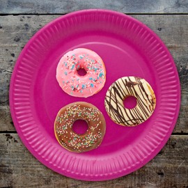 Ökolution Pack of 20 Disposable Paper Plates Colourful Round Sustainable FSC Cardboard Eco-Friendly Packaging Pink