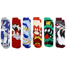 Hyp Looney Tunes Socks for Men, 6 Pair Pack, Mens Bugs Bunny Socks - Daffy Duck, Sylvester, Tweety - Blue/Black