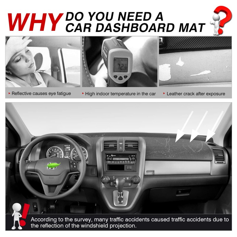 Autorder Dashboard Cover Mat for Honda CRV 2007-2011 Accessories Dash