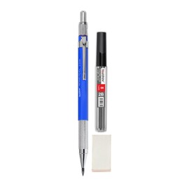 Liquidraw Mechanical Clutch Pencil 2mm With 8 x 2B Leads, Eraser & Integrated Sharpener For Architectural Technical Drawing Artists Architects Engineers Drafting Carpenters Sketching Writing