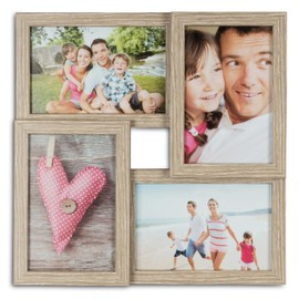 levandeo Collage Picture Frame Width x Height 28 x 28 cm 4 Photos 10 x 15 cm Oak Limed MDF Wood Ready Assembled Glass