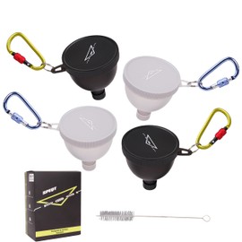 SPEQT Protein Powder Funnel Set - Protein Powder Travel Container to Go with Carabiners & Cleaning Brush - No-Mess,Water Bottle Funnel for Powder Supplement for Pre Workout,Gym,Fitness - 4 Pack