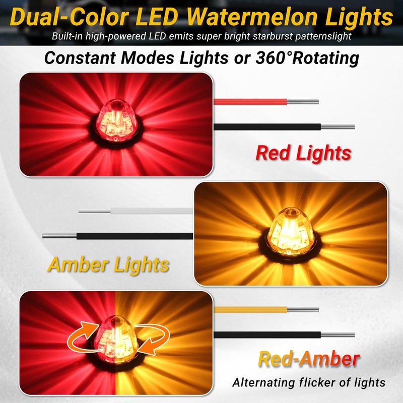 4PCS Dual Color Watermelon Lights, 30 Ultra-Bright LEDs with Steady