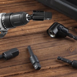 LEONTOOL Flexible Drill Bit Extension Set with Right Angle Drill Attachment, 360°Rotatable 1/4 3/8 1/2" Hex Shank Impact Grade Socket Adapter Set for Power Drill & Driver, Cordless Drill & Screwdriver
