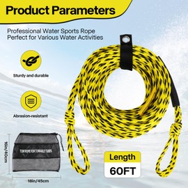 Self Centering Tow Harness for Watersports with Foat Ball, Heavy Duty Boat Tow Harness with Stainless Steel Quick Connector and Stainless Steel Rider (Yellow Boat Tow Rope 3K)