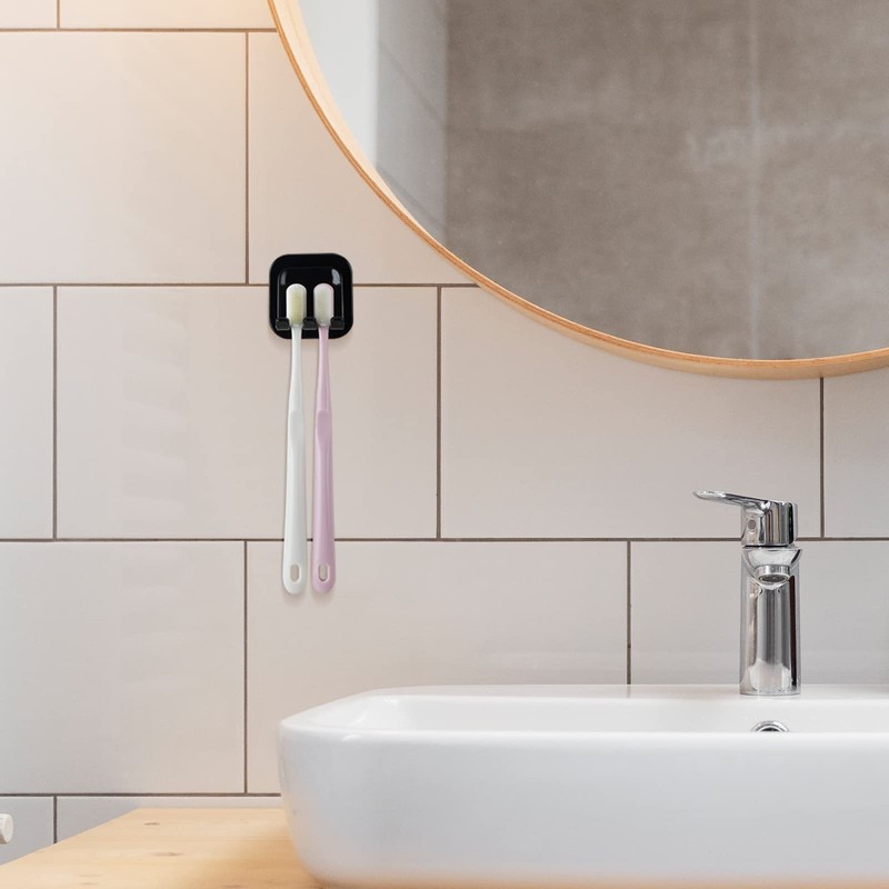 2 PCS Self-Adhesive Toothbrush Holders Wall Mounted, Water Proof Toothbrush