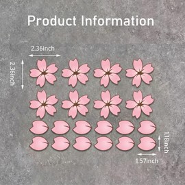 20 PCS Cherry Blossom Car Stickers, Flowers Petals Waterproof Removable Vinyl Sticker, Creative Decorations for Car body Trunk and Hood, for Car Home Refrigerator Skateboard Luggage (Pink)
