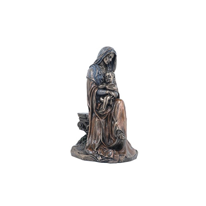 6.75 Inch Mother Mary Holding Baby Jesus Cold Cast Bronze