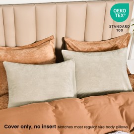PHF Truly Velvet Pillowcases Standard Size, No Insert, 2 Pack Ultra Soft Breathable Pillow Shams Covers with Envelope Closure, 20" X 26" Luxury Cozy Warm Fuzzy Flannel Pillow Cases, Sand