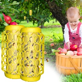 2 Pack Outdoor Wasp Trap Outdoor Hanging, Wasps Traps for Patio with Honey Tray Bee Trap House, Outdoor Sticky Yellow Jacket Trap Insects Catcher, Fly Bug Insect Deterrent Killer