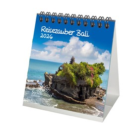Travel Magic Bali Desk Calendar 10 cm x 10 cm for 2026 Indonesia Holiday Beach Gift Set Contents: 1 x Calendar, 1 x Christmas Pendant (2 Pieces Total)