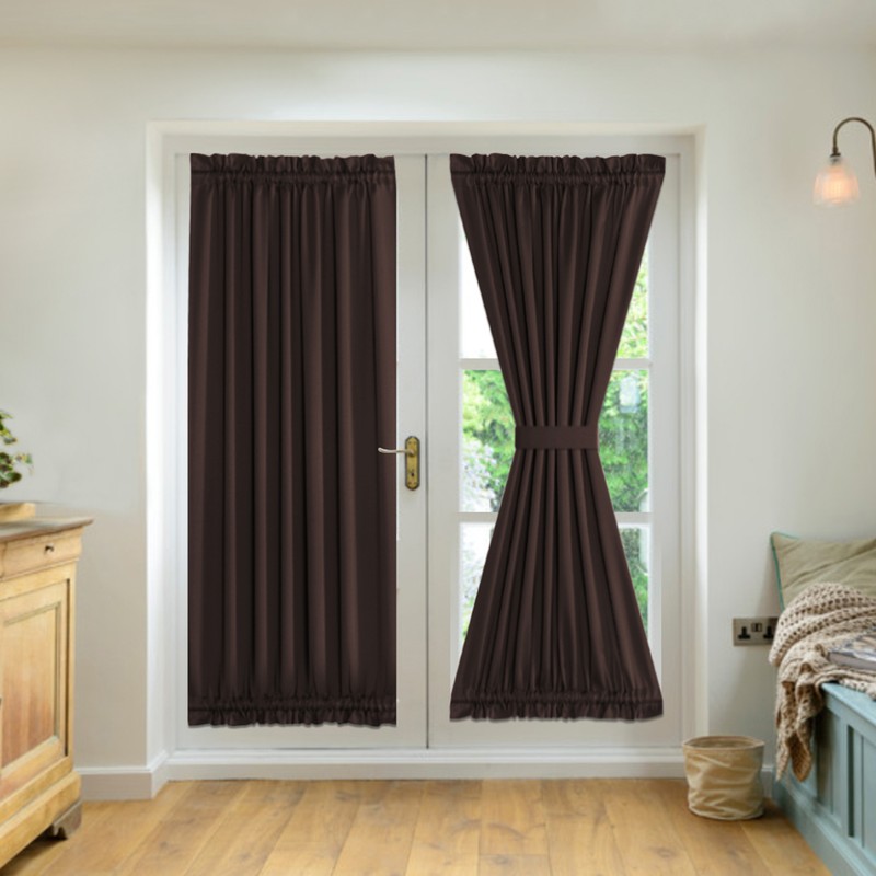 2 Panel French Door Curtains With Rod Pocket Tieback Indoor