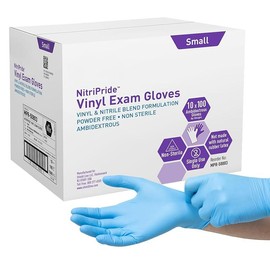 Disposable Nurse Gloves Non Sterile Non-Latex Nitrile-Vinyl Exam Gloves Powder Free Single Use Large 100 Pack for Medical Cooking Cleaning - item: 100, Size: Large