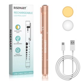 RISEMART RISEMART Rechargeable Pen Light for Nurses and Doctors C LED Medical Penlight with USB Charging, Dual Light Modes, Durable Clip C Ideal Gift for Graduation, Night Shift, Clinical Use C Gold